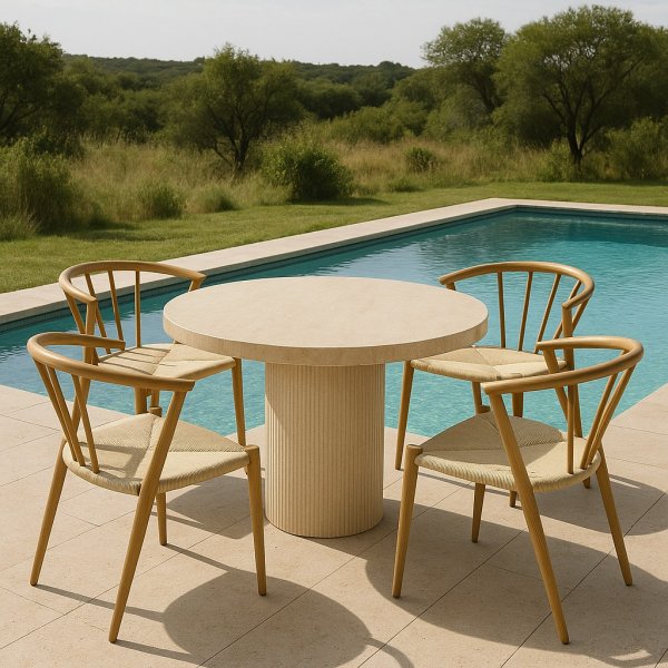 Spisest med 4 stole og spisebord 122 beige - Merca/Bella