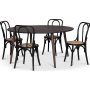 Omni spisegruppe, rundt spisebord 130 cm inkl. 4 Tony sorte bjet trstole - Rgfarvet eg