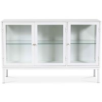 Cliff skænk i metalplade med 3 døre - Hvid / klart glas Cliff skænk i metalplade med 3 døre - Hvid / klart glas