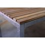 Spisebordsst Alva: Spisebord i teak / galvaniseret stl med 6 Mercury lnestole i gr polyrattan