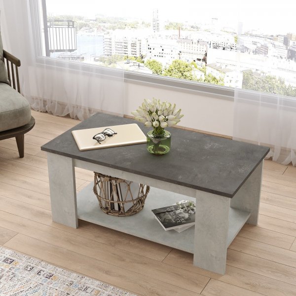 Luvio sofabord 15, 96x50 cm - Slv/antracit