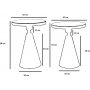 Kalk sidebord st 50/55 cm - Sort/hvid