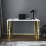 Kane skrivebord 120 x 60 cm - Guld/hvid