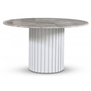 Empire spisebord - Diana marmor i slv 130 cm / Hvid laminteret fod af tr