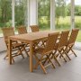 Udendrsgruppe: 6 stole og spisebord 210 x 90 cm teak - Salt