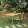 Mllan udendrsgruppe i teak: 6 lnestole med spisebord 176x90 cm