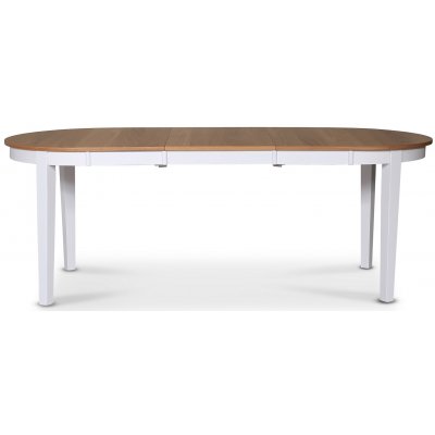 Fr spisebordsst; Ovalt spisebord 160-210 cm - Hvid / Olieret Eg med 6 stk. Danderyd No.18 spisebordsstole Whitewash