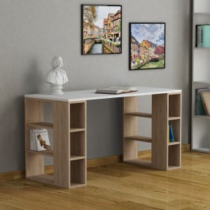 Colmar skrivebord 140x60 cm - Hvid/eg