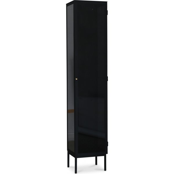 Revel vitrineskab 200x40 cm - Sort / Tonet glas + Mbelfdder