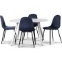 Rosvik spisegruppe, spisebord med 4 stk Carisma fljlstole - Hvid / Bl + 3.00 x Mbelfdder