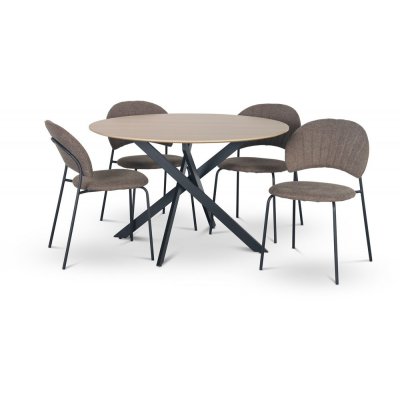 Hogrn spisebordsst 120 cm bord i lyst tr + 4 stk. Hogrn brune stole