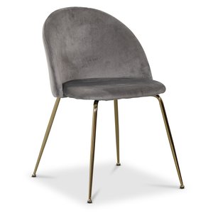 Art velvet stol - Lysegr / Messing