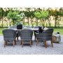 Oxford udendrs spisegruppe; tan bord 220 cm inkl. 6 Valetta lnestole gr kunstrattan