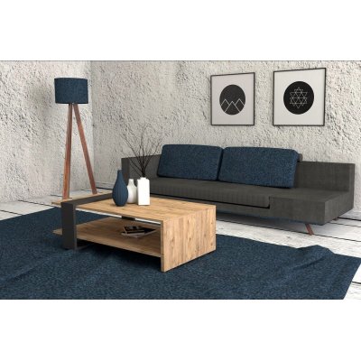 Ova sofabord 80 x 55 cm - Antracit/fyr