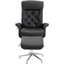 Milos lnestol med fodskammel (Recliner) - Sort PU