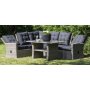 Orlando hjrnesofa med hj ryg (justerbar) inklusive spisebord - Gr polyrattan