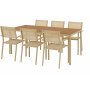 Spisest; 6 stole og spisebord 205 x 90 cm beige - Copacabana