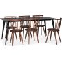Dipp spisebordsst; spisebord 180x90 cm med 6 stk. Castor pindestole i valnd