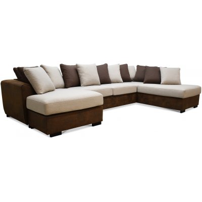 Deluxe U-formet sofa med ben ende til hjre - Brun / Beige / Vintage