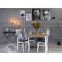 Fr spisebordsst: Bord 140 cm inkl. 4 Ms stole - Eg / hvid