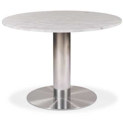 Nste runde marmor spisebord D105 cm - Brstet stl / marmor (hvid)