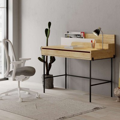 Leila skrivebord 108x60 cm - Eg/hvid