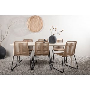 Lina udendrs spisegruppe med 6 Lindos stole - Beige/Brun