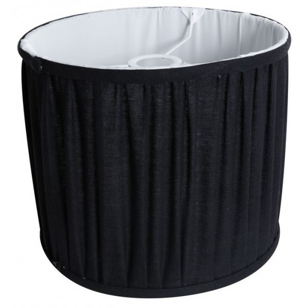 Plisseret lampeskrm D 38 cm - Sort hr