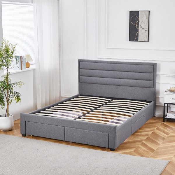 Elm hulgr sengeramme med opbevaring 180 x 200 cm
