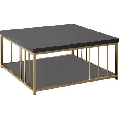 Zenn sofabord 90 x 90 cm - Antracit/guld