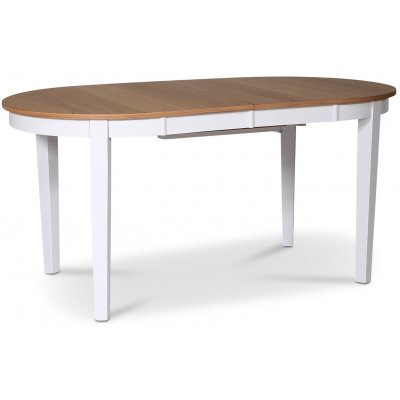 Fr spisebordsst; Ovalt spisebord 160-210 cm - Hvid / Olieret Eg med 6 stk. Danderyd No.16 spisebordsstole Whitewash
