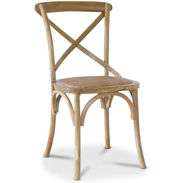 Gaston stol i bjet tr med rattan-sde - Natur