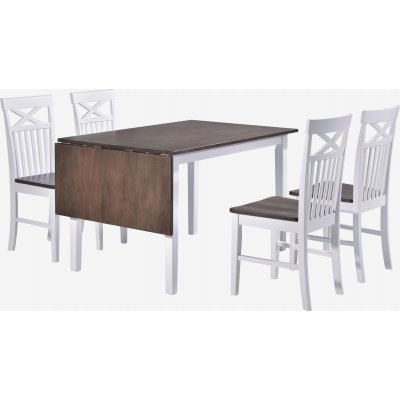Gteborg spisebord 120-160 x 80 cm - Brunbejdset/hvidlakeret