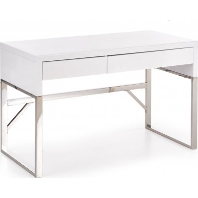 Caitlyn skrivebord i hvid hjglans 120x60 cm forkromede ben