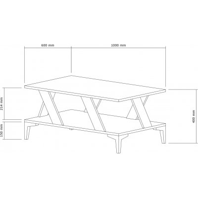 Tabla sofabord 100 x 40 cm - Antracit/fyr