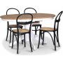 Fitchburg spisebordsst; Ovalt spisebord 106-141 cm - Hvid / Olieret Eg med 4 stk. Danderyd No.16 spisebordsstole Sort