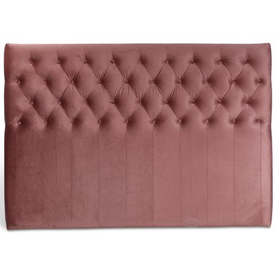 Anna sengegavl med knapper (Rosa fljl) - Valgfri bredde + Mbelplejest til tekstiler