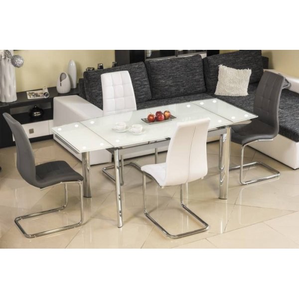 Spisebord Kennedi 120-180 cm - Krom/hvid
