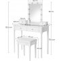 Joni toiletbord med skammel 90 x 40 cm - Hvid