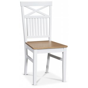 Fr spisebordsstol med kryds i ryggen - Hvid/eg