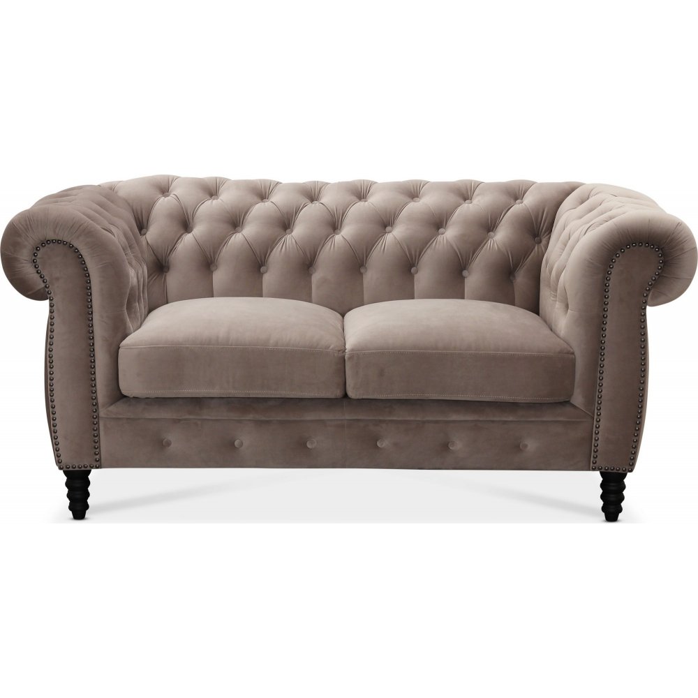 Chesterfield Cambridge 2-personers sofa - Lysegrå fløjl - Chesterfield-sofaer, Sofaer
