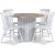 Empire spisegruppe 105 cm inkl. 4 Orust hvide udkragningsstole - Empradore marmor / Hvid lamel trfod