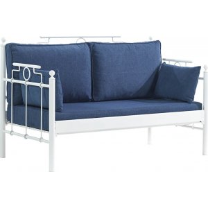 Hampus 2-personers udendrs sofa - Hvid/bl + Mbelplejest til tekstiler