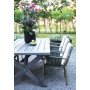 Oxford udendrs spisegruppe; grt bord 220 cm inkl. 6 Lincoln stabelbare stelstole grn/beige