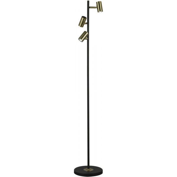 Gusto 3-arm gulvlampe - Sort/mat messing