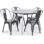 Gteborg spisegruppe grr rundt bord med 4 industristolstole - gr / metal