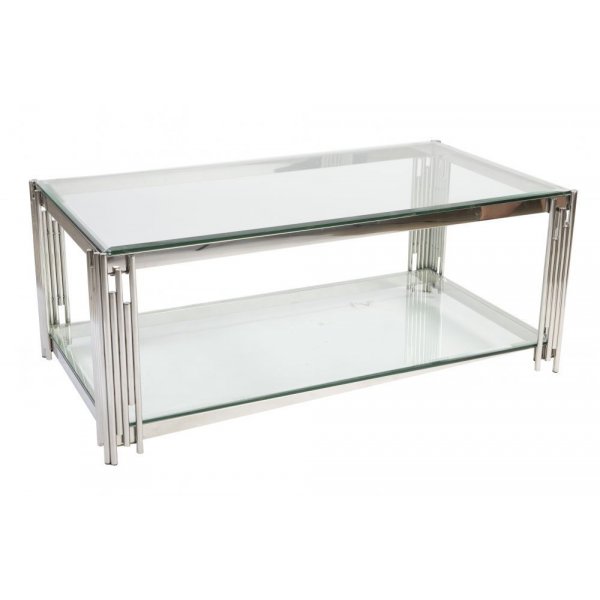 Prato sofabord 130 - Krom/glas