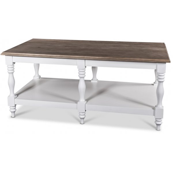 Victoria Sofabord 120 x 65 cm - Hvid/Brun bejdse