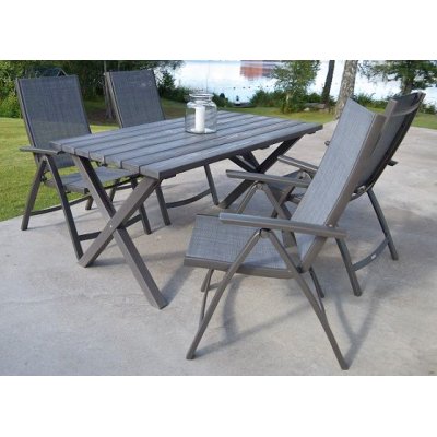 Scottsdale udendrs spisebordsst bord 150 cm inkl 4 stk. Solana positionsstole - Shabby Chic gr + Mbelplejest til tekstiler