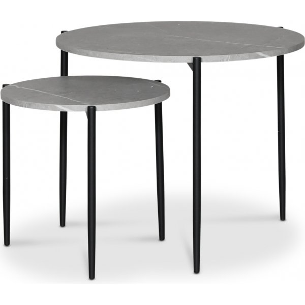 Wayne St med 2 indskudsborde - Lysegr marmor (Foliering)